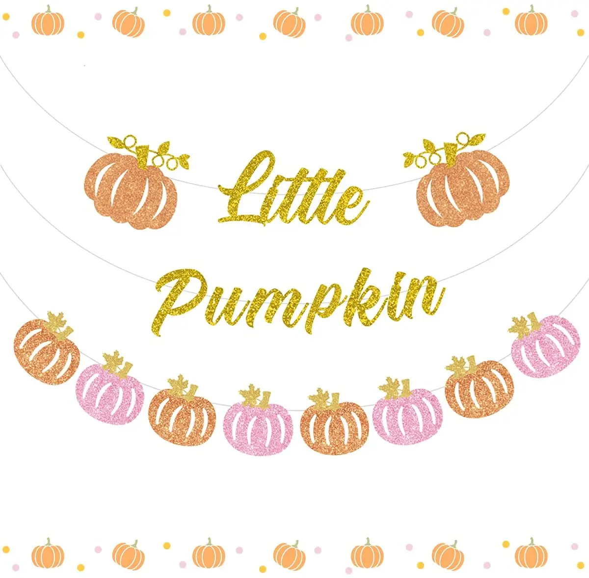 

Pumpkin Banner Baby Shower Party Decorations Pink and Gold 1st 2nd 3rd Birthday Party Decorations Gender Reveal Supplies