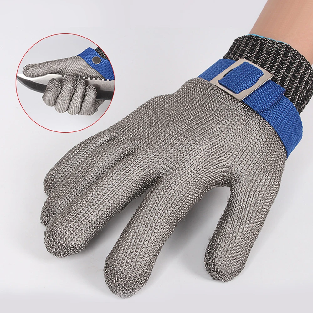 Защитные перчатки 5 уровня серебристо-серые устойчивые к порезам металлическая