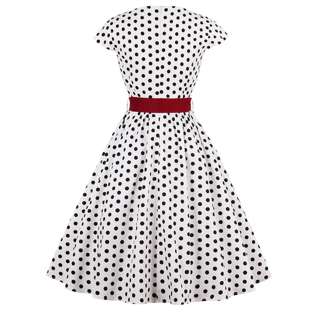 Robe Femme 50s Vinage платье-туника на булавке белое зеленое в горошек стиле пэчворк