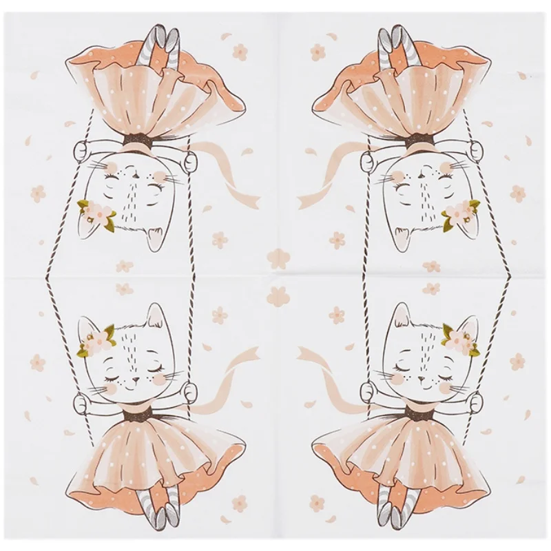 

10pcs Love Animal Dog Cat Dinosaur Owl Cow Decoupage Napkin Paper Virgin Wood Tissue For Kid Birthday Christmas Party Decoration