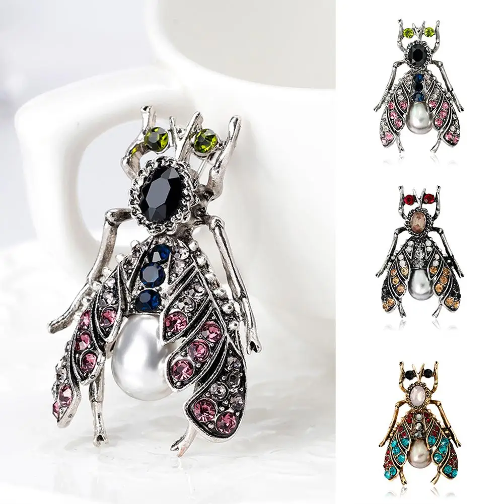Хит продаж брошь на удачу булавка Модные цветные стразы насекомое стильная с