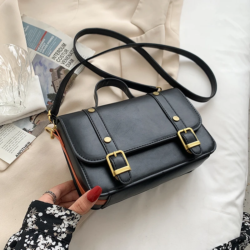 

Vintage Small PU Leather Messenger Crossbody Bags for Women 2021 Fashion Lady Luxury Branded Trending Shoulder Handbags