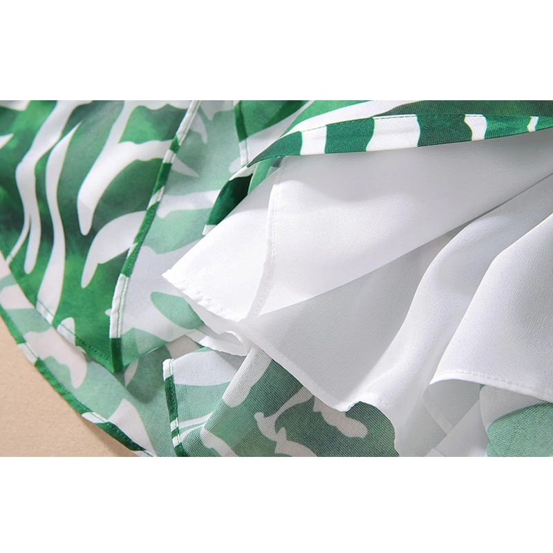 

SEQINYY Green Print Dress 2020 Summer Spring New Fashion Design Women Half Sleeve Midi Dress Causal High Street