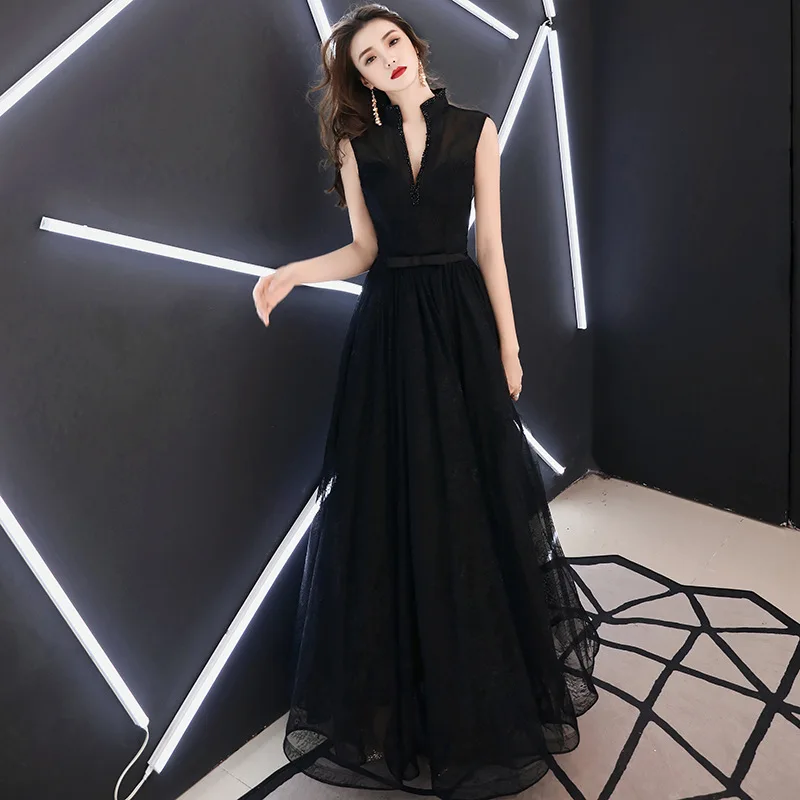 

New Black Evening Party Dress Temperament Celebrity Banquet Dress Elegant Slim Hostess Dress Fashion Formal Party Dress