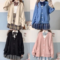 japan school sweater spring autumn 100 v neck cotton knitted sweater jk uniforms cardigan multicolor student girls cosplay