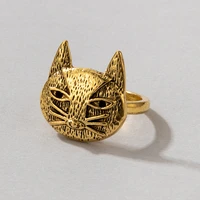 2021 vintage cat shape ring for women antique gold color old animal metal ring exotic style finger ring gift jewelry new