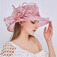 pink brides hats church kentucky daily cap fascinator bridal tea party wedding hat ladies elegant womens hat 2021