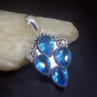 gemstonefactory jewelry big promotion 925 silver amazing hot teardrop blue topaz women ladies gifts necklace pendant 0831