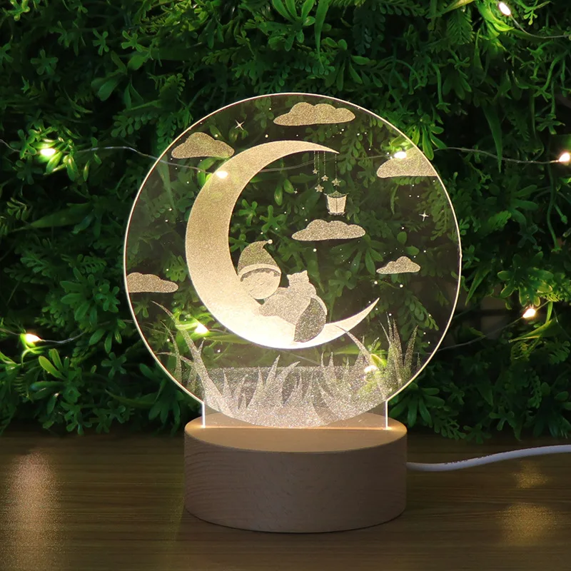 СВЕТОДИОДНЫЙ 3d светильник из бука для детского сна креативная акриловая