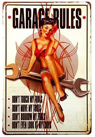 

Garage Rules Pin Up Girl Sign Great Tool Sign for The Garage or Shop with just The Right Rules