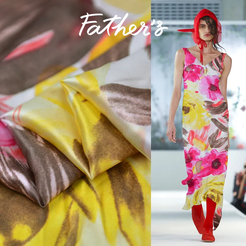 

Printed plain crepe fabric meter breathable shirt dress natural silk fabric delicate fabric wholesale silk cloth