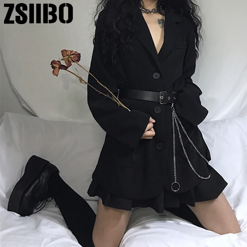 Женский Однобортный блейзер с поясом готический маленький офисный пиджак