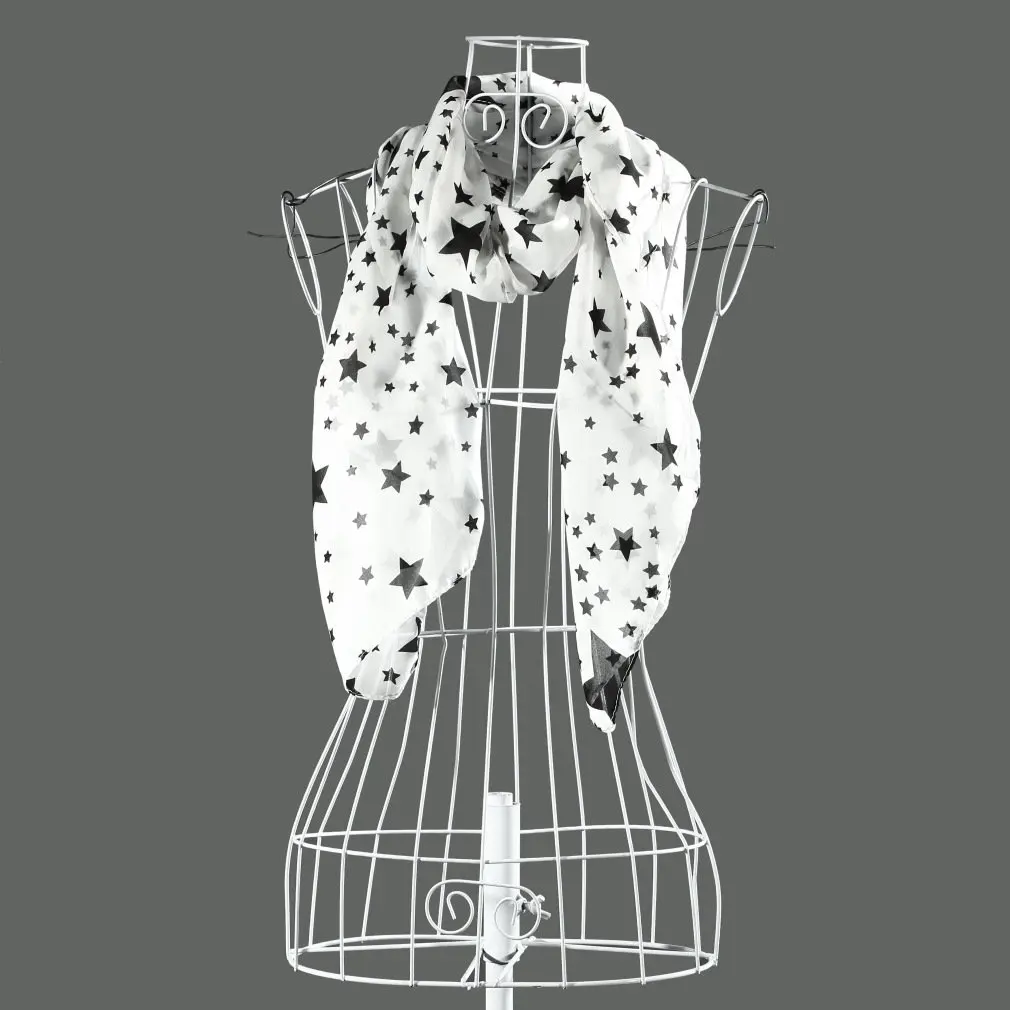 

Women's Black White Stars Scarf Chiffon Scarf Large Shawl Soft Comfortable Fashion All Seasons Necessity Scarves