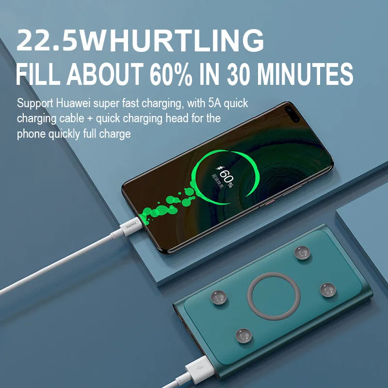 

Power bank 22.5W fast charging 15W wireless charging portable suction cup mobile phone external battery charger for iphone MI