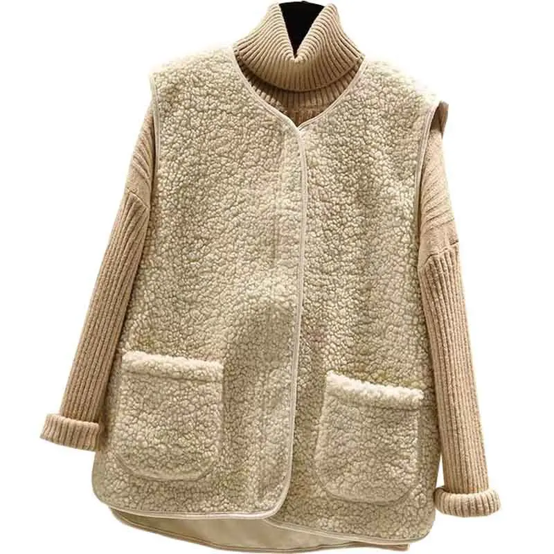 

Lamb Hair Vest Female 2021 Autumn And Winter New Korean All-match Wearing Fur Vest Plush Vest