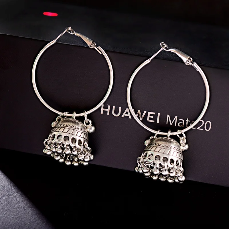 OIQUEI 2019 New Indian Jhumka Bohemian Ethnic Round Big Bells Drop Dangle Earrings For Women Gypsy Jewelry Ornaments Accessories | Украшения