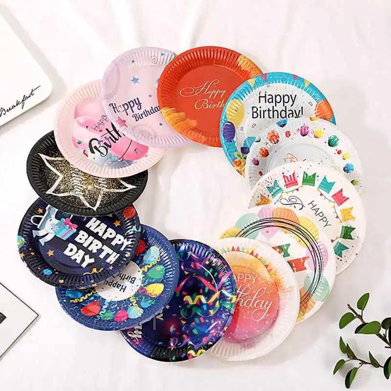 

10pcs 7 Inch Color Disposable Cake Tray Wedding Birthday Party Supplies Paper Plate Tableware Decorations Colorful Paper Trays