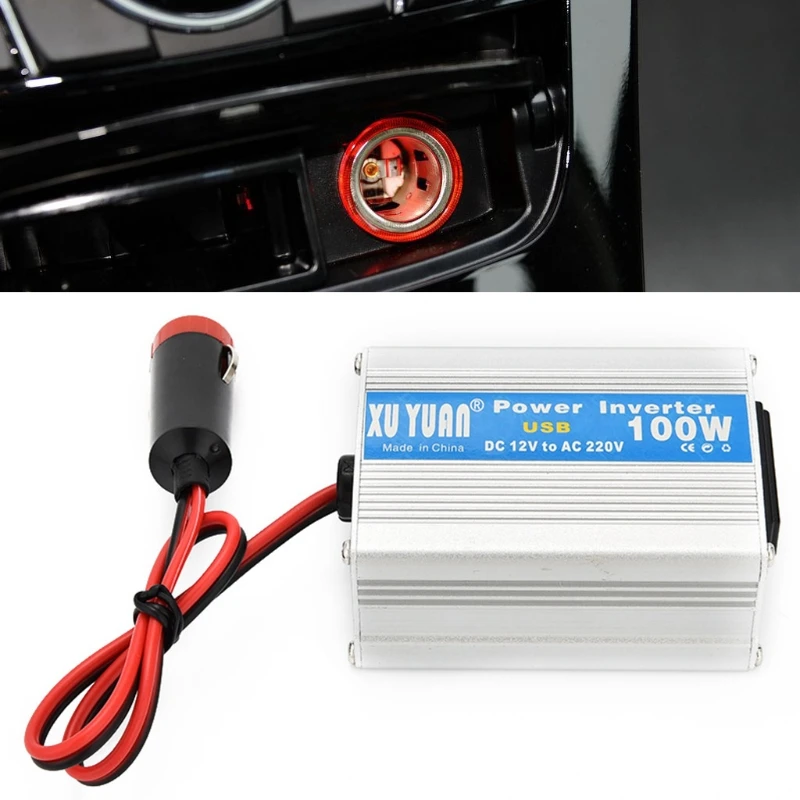 

100W Car and Home Laptop Power Inverter DC 12V/24V to AC 220V Power Converter E7CA