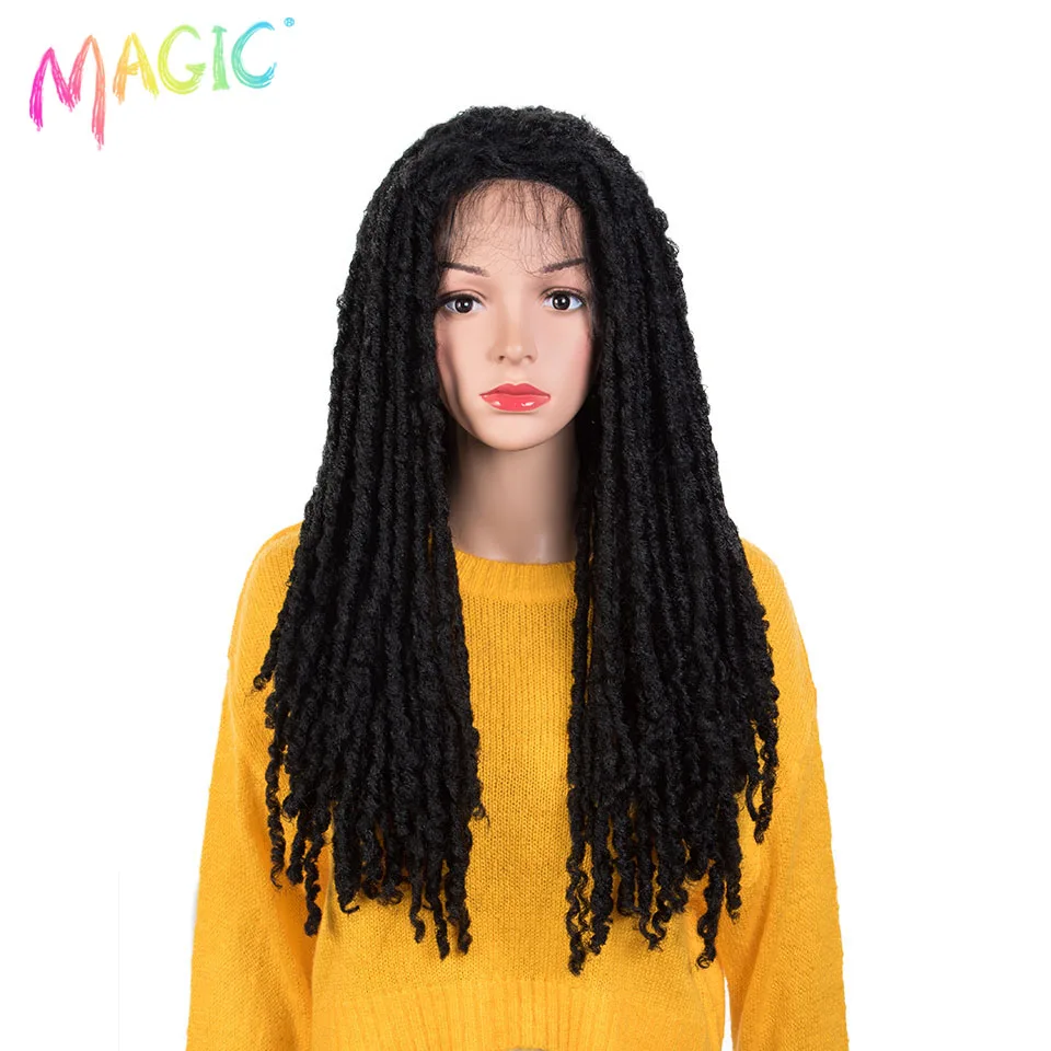 Magic 26 Inch Synthetic Wigs For Black Women Crochet Braids High Temperature Fiber Dreadlock Ombre Blue Hairstyle