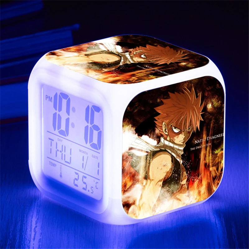 Аниме Сказочный хвост Natsu Dragneel будильник Lucy Heartfilia Erza Scarlet Gray Fullbuster светодиодный