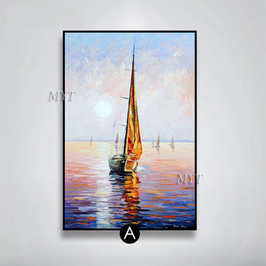 

The Sky And The Sea And The Ships Abstract Oil Paintings On Canvas Modern Wedding Decor Wall Mirage Pictures Home Decoration