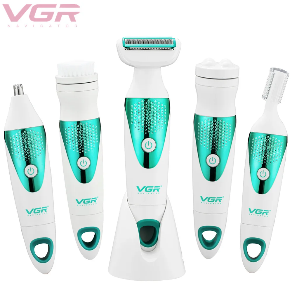 

VGR All-in-one Multifunction Women Electric Shaver Wool Device Lady Rechargeable Razor Female Epilator Eyebrow Nose Trimmer