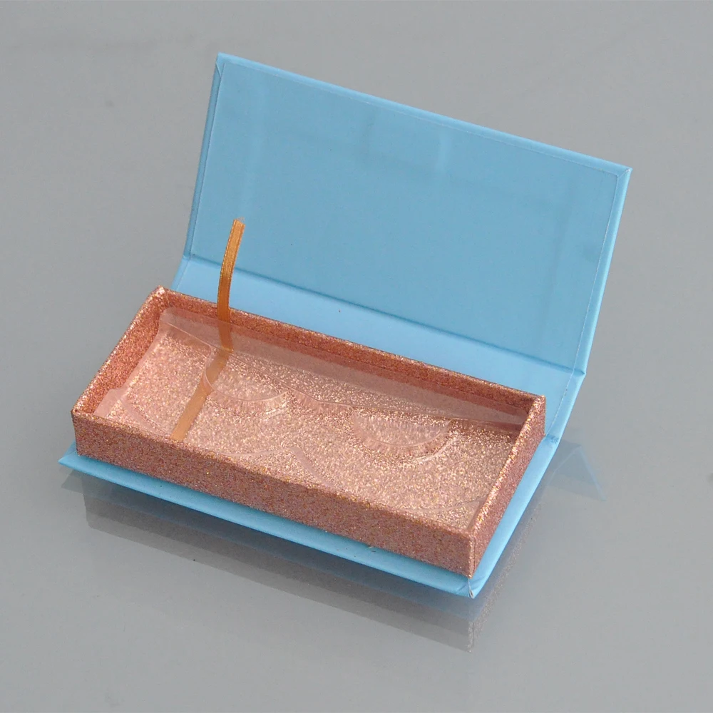 

Wholesale Eyelash Packaging Box Lash Boxes Package Custom Magnetic Book style Blue False Eyelashes Makeup Storage Case Vendors