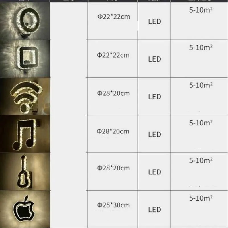 12 Вт Современные хрустальные Настенный Светильник Chrome зеркального блеска