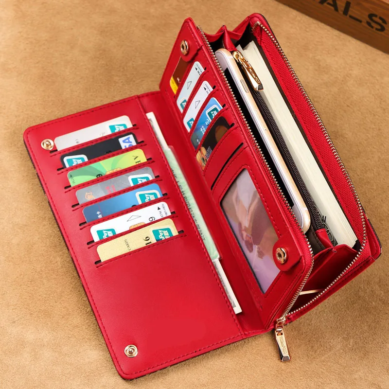 

Williampolo leather wallet women's long anti-theft brush multi card holder zipper couple card bag large capacity women's handbag