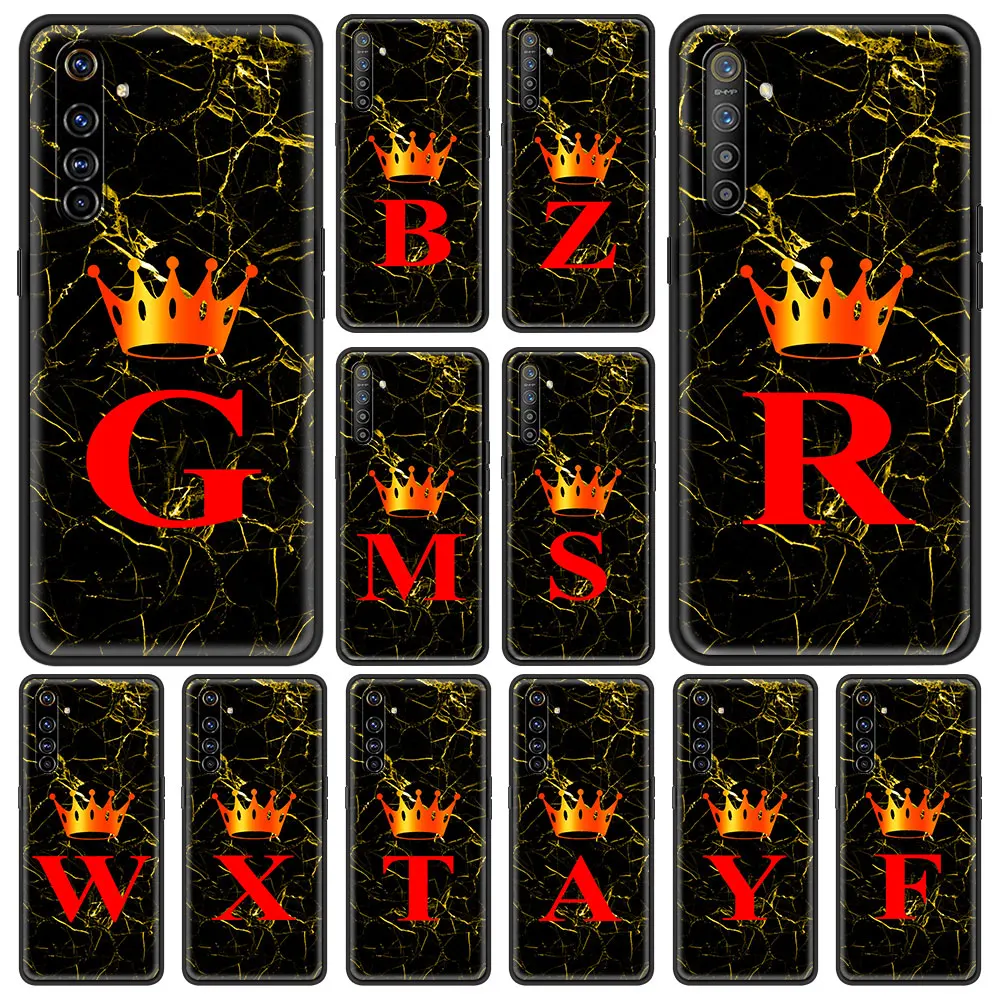 

Marble Letter Shockproof Case For Realme C3 8 Pro Bag Fundas Silicone Soft Black Cover For Realme 6 7 Pro C21 Shell Coque Luxury