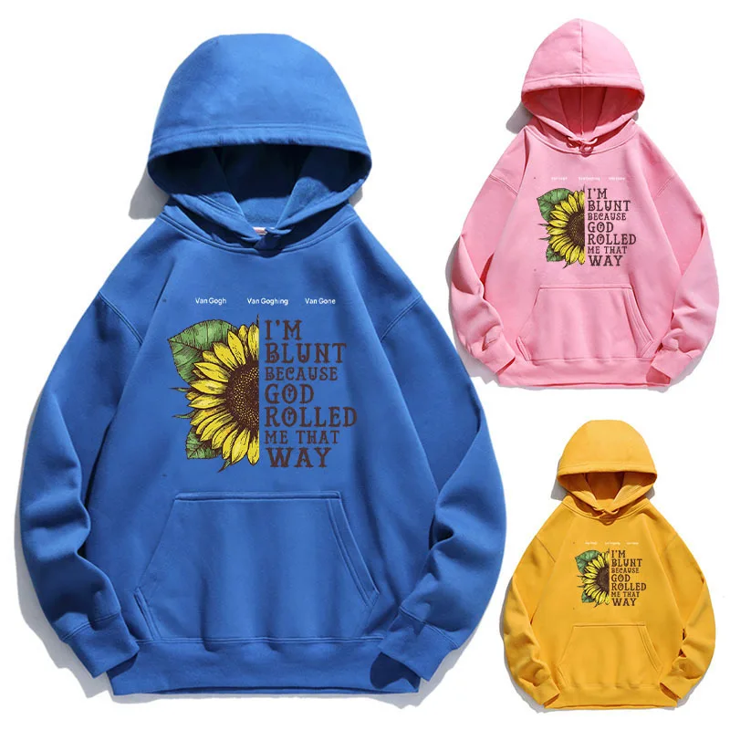 

Women Hoodie Sunflower Letter Printed Hoodies Women Fleece Long Sleeve Loose Sweatshirt with Hat Girls Pullovers Winter