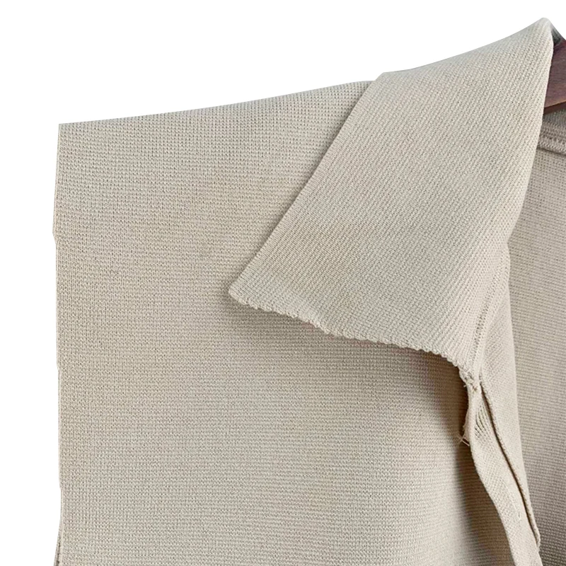 

Sleeveless Casual Solid Knitted Short Tops For Women Lapel Shawl Female Fashionable New Clothing Spring Tide
