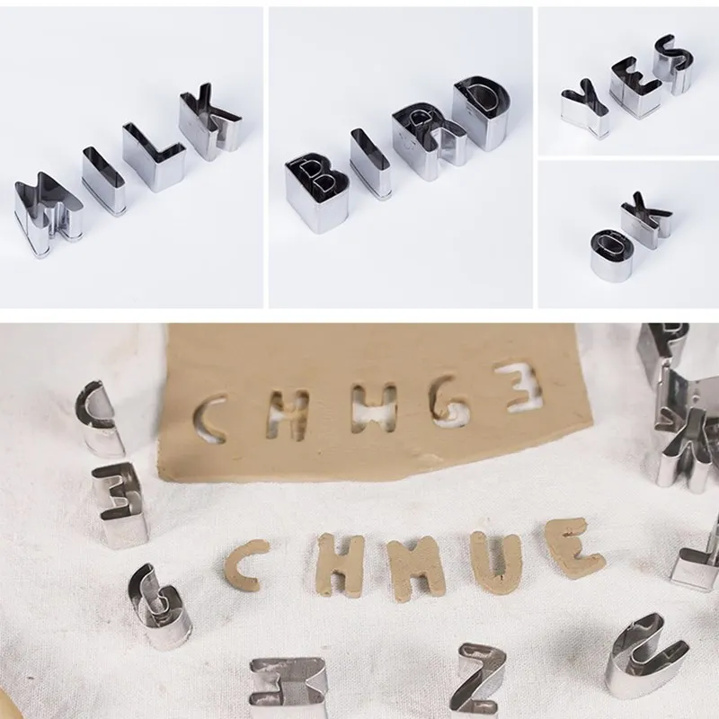 

26 Letter Printing Slice Stainless Steel Mold DIY Ceramic Printing Letter Cutting Clay Piece Pottery Clay Modeling Tool