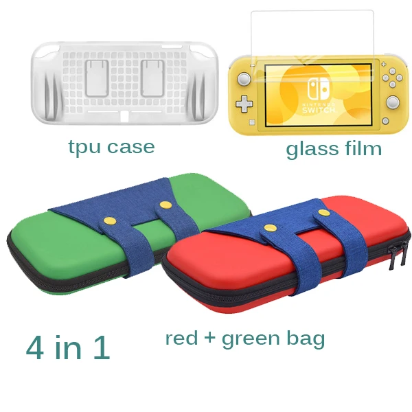 4 in 1 3 в 1 чехол для nintendo Switch Lite, сумка для переноски, мини-протектор, чехол для nintendo Switch, мини-аксессуары, стеклянная пленка для хранения - Цвет: 4 in 1