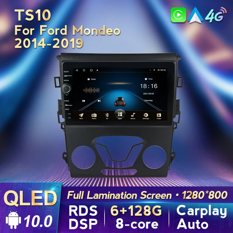 

9-дюймовый QLED экран Android 10 автомобильное радио стерео для Ford Mondeo 5 2014-2019 мультимедийный плеер GPS навигация CARPLAY + Авто RDS DSP
