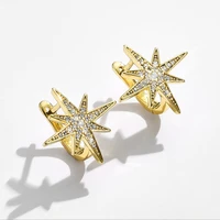 yaonuan fashion female jewelry eight pointed star pave zircon earrings advanced technology glisten earrings trendy accessories