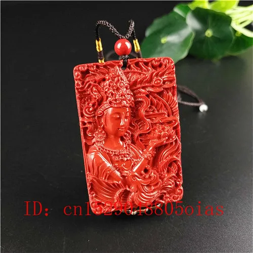 Китайский натуральный красный Органическая киноварь из камня Bodhisattva кулон