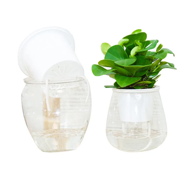 Цветочный горшок с автоматическим поливом прозрачный пластиковый цветочный для