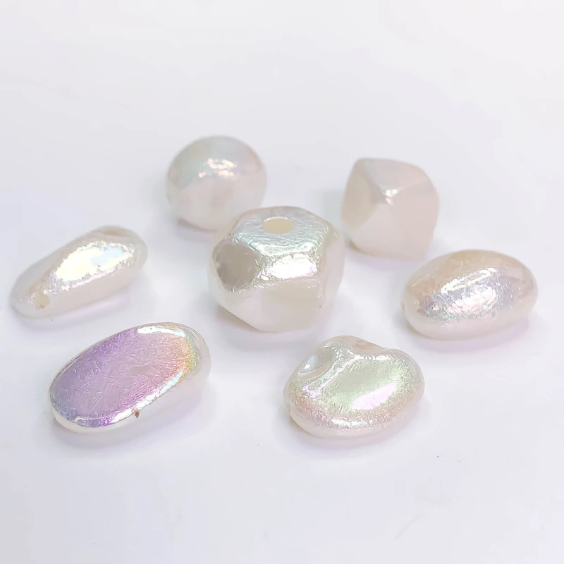 Бусины неправильной формы из смолы белые блестящие подвески для ожерелья