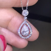 korean light luxury full rhinestones water drop zircon necklace for women birthday wedding gifts clavicle chain wholesale