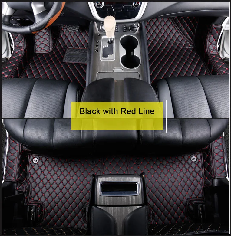Black with Red Line Автомобильный Стайлинг, автомобильные коврики для LHD Nissan Murano 3rd Z52-, автомобильные накладки для ног, автомобильный коврик, внутренний аксессуар - Название цвета: Black with Red Line