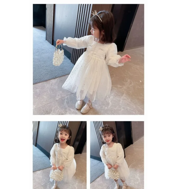 

2021 Summer Children's Cute Mesh Skirt Party Birthday Tutu Dress Elegant Soild Princess Frocks Vestido Full Flower Girl Dresses