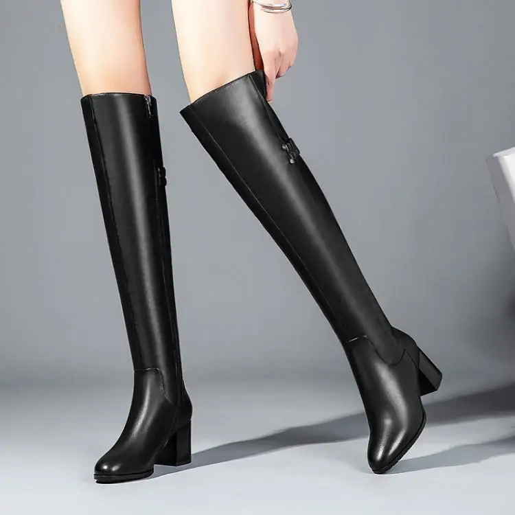 Сапоги до колена женские сапоги сезон осень-зима для верховой езды на среднем