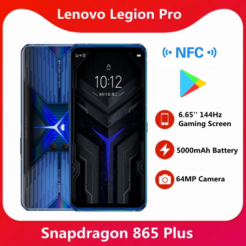 Глобальная прошивка Lenovo Легион Pro 8 ГБ 128 5G телефон Snapdragon 865 плюс 6 65 '飨 Гц экран