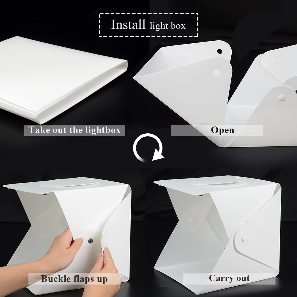 

2 Panel LED Folding Mini USB Lightbox 20/30/40cm Portable Photography Photo Studio LED Softbox Background Kit for DSLR Camera