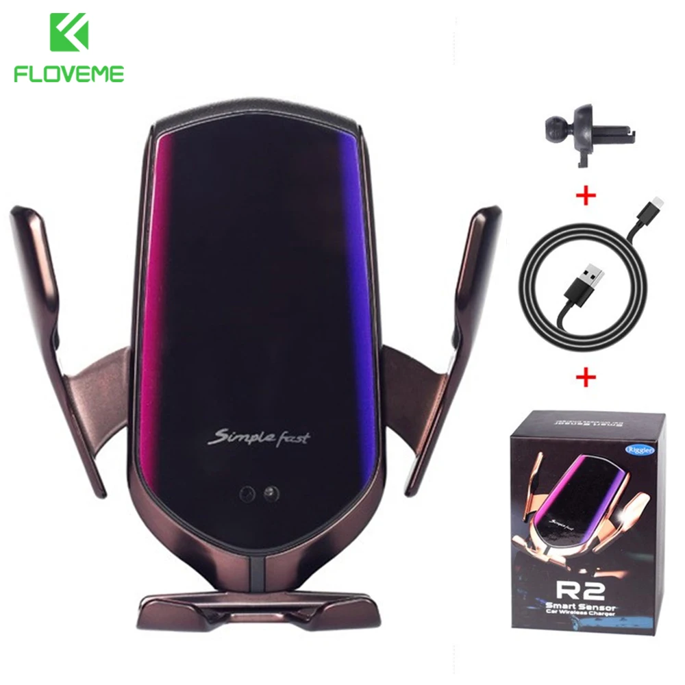 Suporte do Telefone Carro para o Iphone Carregador de Ventilação qi sem Fio Floveme Inteligente Sensor Infravermelho 12 11 Xiaomi 10w ar Suporte Montagem r2