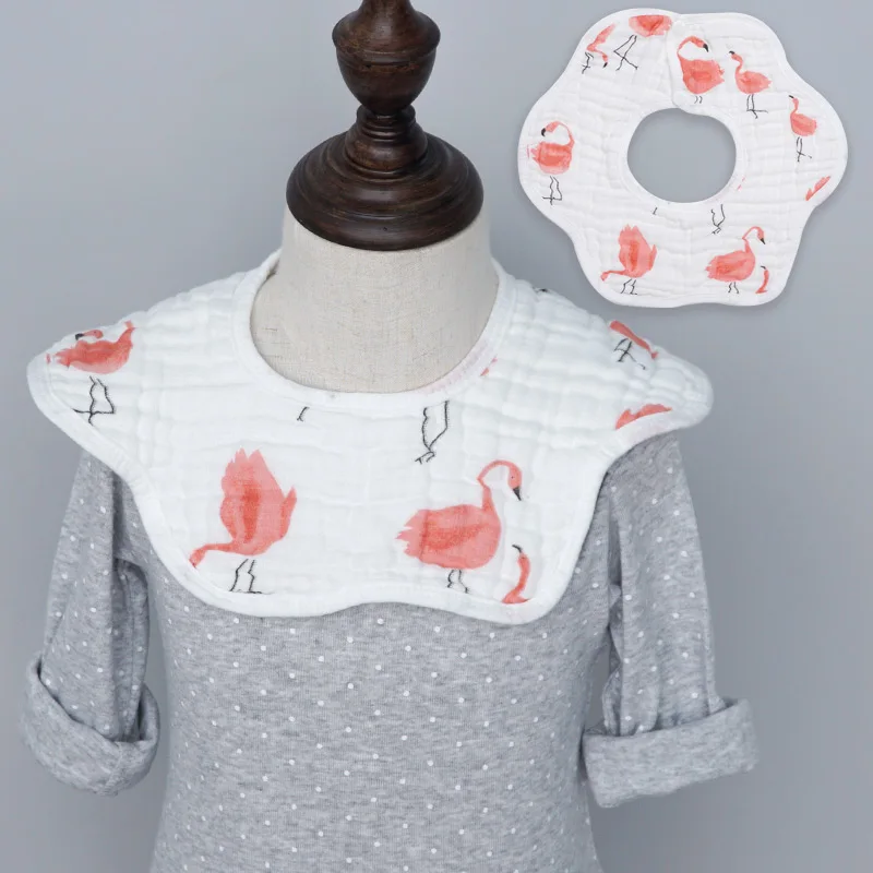 flamingos Брендовые Детские нагрудники для девочек и мальчиков, для малышей, для кормления, муслин, бурп, тканевый платок, 8 слоев, хлопковая бандана Нагрудник слюнявчик полотенце, детские вещи - Цвет: flamingos