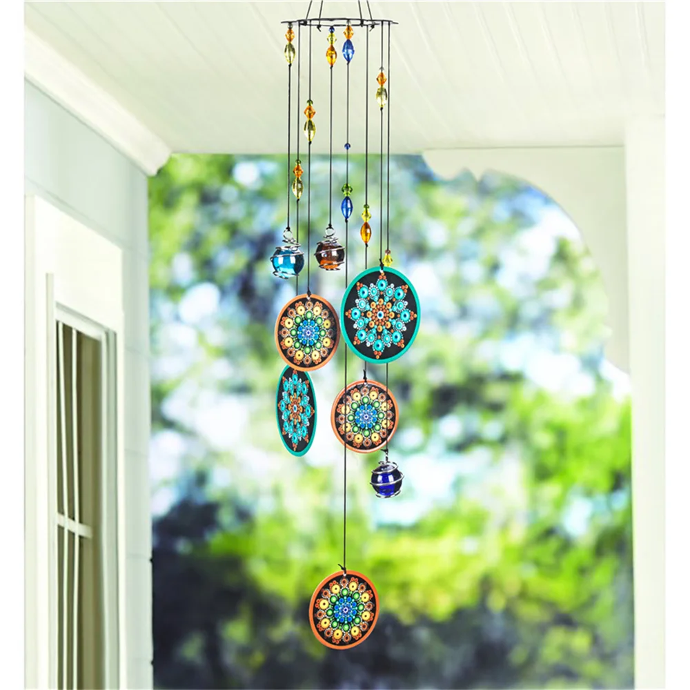 

Mandala Iron Sheet Wind Chimes Memorial Rainbow Maker Window Hanging Suncatcher Fengshui Decoration Patio Balcony Garden