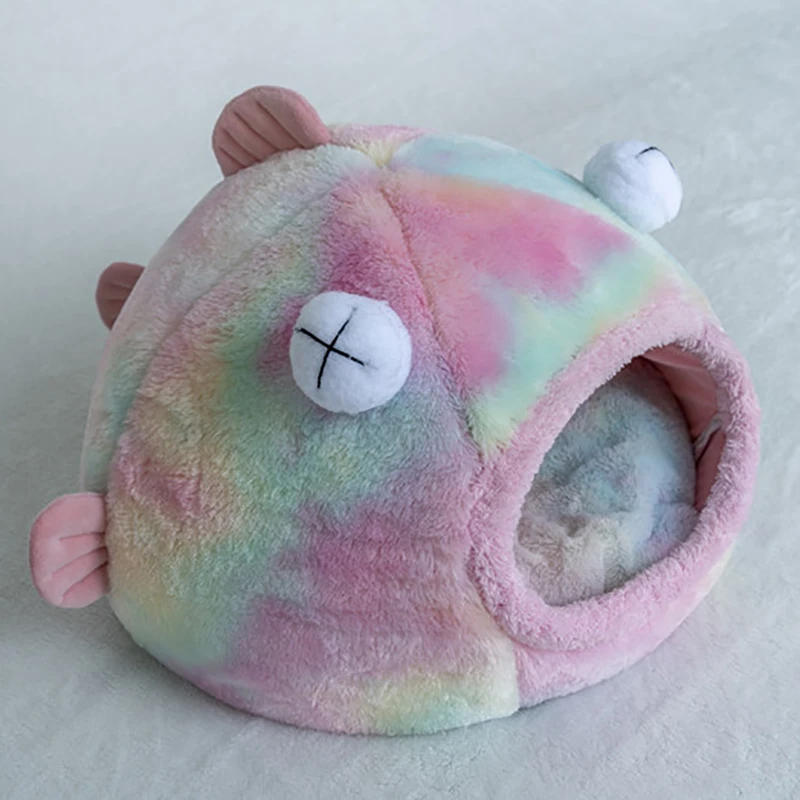 

Pet Cat Bed House Soft Bigeye Fish Plush Cat Sleeping Beds Nest Winter Warm Kennel Pet Bed Mat Cave for Puppy Cats Pet Supplies