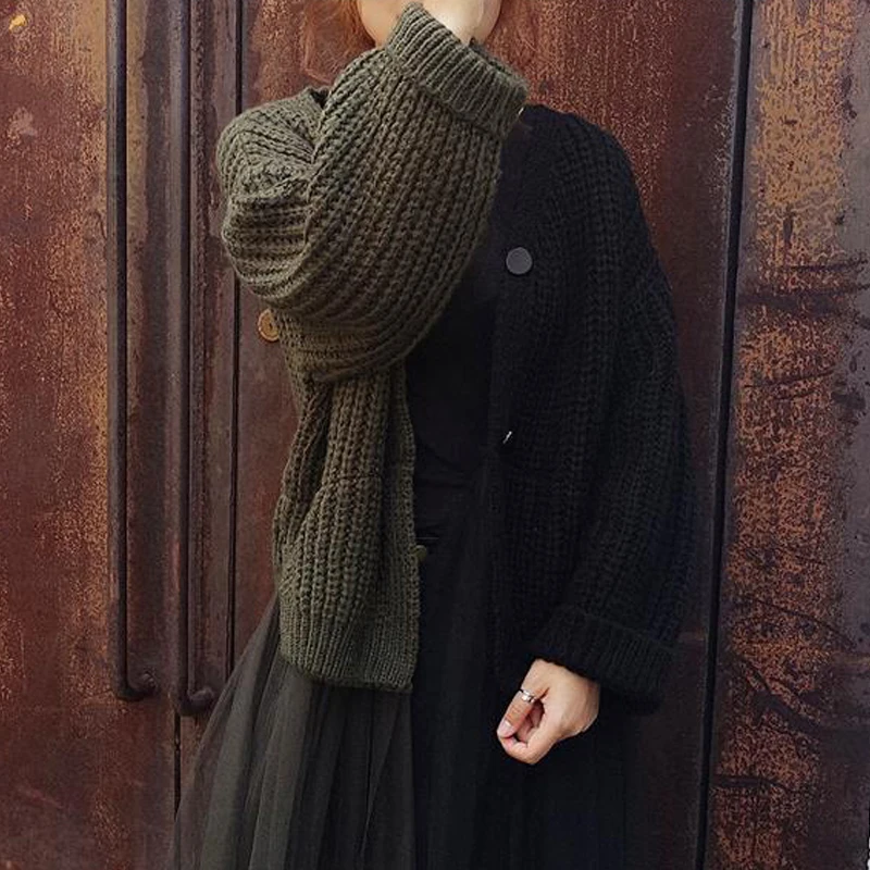 RealShe Long Cardigan Women Full Sleeve Patchwork Mesh Sweters for Winter Spring Casual Cashmere Sweater |